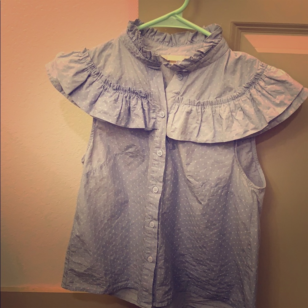 100% Cotton Powder Blue Sleeveless Structured Top